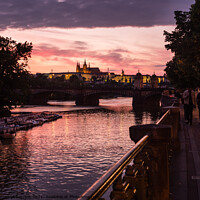 Buy canvas prints of River Vltava in Prague at Sunset  by Dietmar Rauscher