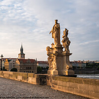 Buy canvas prints of Saint Francis Borgia Statue on Charles Bridge, Prague by Dietmar Rauscher