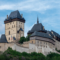 Buy canvas prints of Gothic Karlstejn Castle in Bohemia Czech Republic on a Sunny Summer Day by Dietmar Rauscher