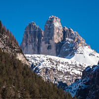 Buy canvas prints of Tre Cime di Lavaredo in Winter, Three Peaks in the Sexten Alps by Dietmar Rauscher