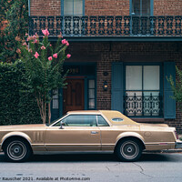 Buy canvas prints of Lincoln Mark V 1970s Car Parked at an Elegant Southern Town Hous by Dietmar Rauscher