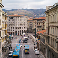 Buy canvas prints of Traffic on the Piazza Goldoni in Trieste, Italy by Dietmar Rauscher