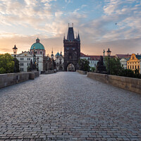 Buy canvas prints of Charles Bridge in Prague at Sunrise by Dietmar Rauscher