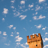 Buy canvas prints of Scaliger Castle Tower in Sirmione by Dietmar Rauscher