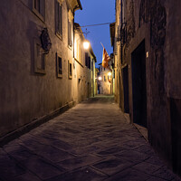 Buy canvas prints of Montalcino Dark Alley at Night by Dietmar Rauscher