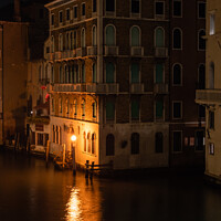 Buy canvas prints of Palazzo Ruzzini on Canal Grande in Venice at Night by Dietmar Rauscher