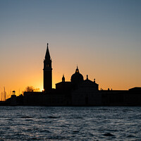 Buy canvas prints of San Giorgio Maggiore Church Silhouette at Sunrise in Venice by Dietmar Rauscher