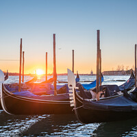 Buy canvas prints of Sunrise with Gondolas in San Marco, Venice by Dietmar Rauscher