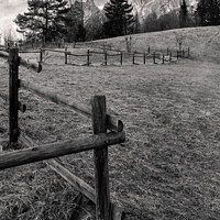 Buy canvas prints of Mountain Pasture and Fence in the Dolomites by Dietmar Rauscher