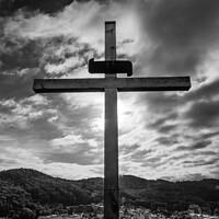 Buy canvas prints of Cross on Peter's Height Lookout in Karlovy Vary by Dietmar Rauscher