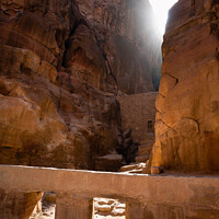 Buy canvas prints of The Dam in the Siq of Petra, Jordan by Dietmar Rauscher