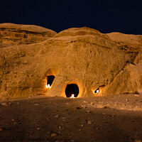 Buy canvas prints of Landscape in Petra, near Wadi Musa, Jordan at Night by Dietmar Rauscher