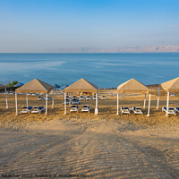 Buy canvas prints of Beach on the Dead Sea in Jordan by Dietmar Rauscher