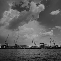 Buy canvas prints of Blohm und Voss Dock 11 on the Elbe River in Hamburg, Germany by Dietmar Rauscher