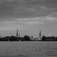 Buy canvas prints of Cityscape of Hamburg, Germany in Black and White by Dietmar Rauscher