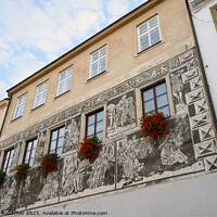 Buy canvas prints of Town House with Sgraffito Facade in Znojmo by Dietmar Rauscher