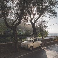 Buy canvas prints of Vintage Fiat Nuova 500 Cinquecento Car parked on the Sorrentine  by Dietmar Rauscher
