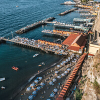 Buy canvas prints of Lionelli's Beach and Marameo Beach Club in Sorrento, Italy by Dietmar Rauscher