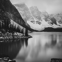 Buy canvas prints of Moraine Lake Black and White by Shawna and Damien Richard