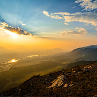 Buy canvas prints of Mountain Sunset Canada by Shawna and Damien Richard