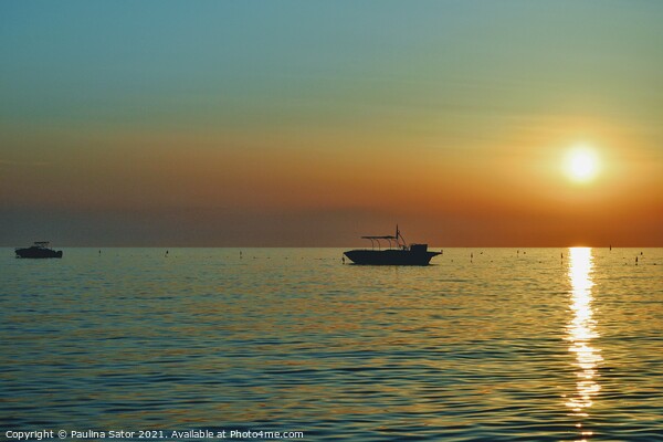 Sunset over the Adriatic Sea. Durres, Albania Picture Board by Paulina Sator