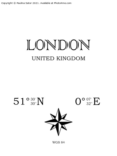 London, United Kingdom. Coordinates Picture Board by Paulina Sator