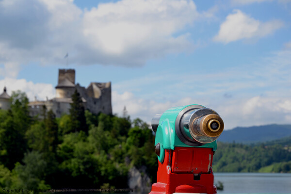 Telescope with the view on Niedzica Castle, Poland Picture Board by Paulina Sator