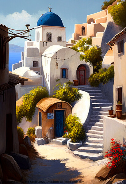 Lovely greek village Picture Board by Paulina Sator
