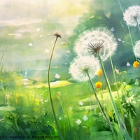 Buy canvas prints of Dandelions on a green meadow by Paulina Sator
