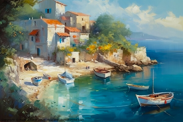 Greek village by the sea Picture Board by Paulina Sator