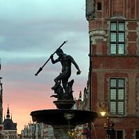 Buy canvas prints of Neptune's Fountains, historic fountain in Gdansk, Poland by Paulina Sator