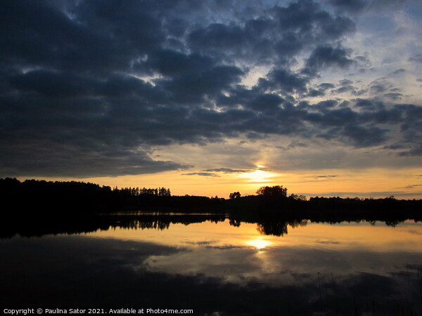 Sunset over the lake. Poland, Masuria  Picture Board by Paulina Sator