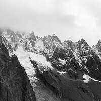 Buy canvas prints of Aiguille Verte alps mountains Glacier Charmonix france Black and by Sonny Ryse