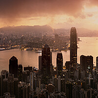 Buy canvas prints of Hong Kong the peak cityscape skyline at sunrise by Sonny Ryse