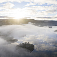 Buy canvas prints of Misty derwenwater from above lake district by Sonny Ryse