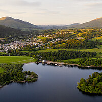Buy canvas prints of Derwentwater and Keswick Aerial the Lake District by Sonny Ryse