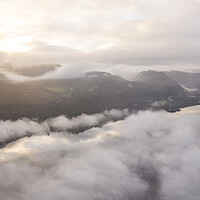 Buy canvas prints of Dewentwater covered in fog at sunrise by Sonny Ryse