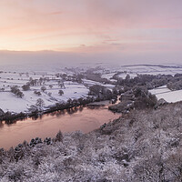 Buy canvas prints of Fewston Resrvoir aerial in winter at sunset by Sonny Ryse