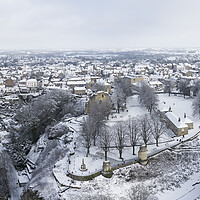 Buy canvas prints of Knaresborough aerial covered in snow by Sonny Ryse