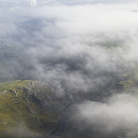 Buy canvas prints of Winnats pass peak district misty aerial 2 by Sonny Ryse