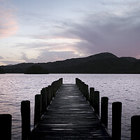 Buy canvas prints of Coniston Water Boat Jetty Sunset Lake District by Sonny Ryse