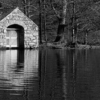 Buy canvas prints of Wastwater Boathouse Black and white Lake District by Sonny Ryse