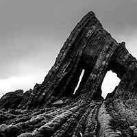 Buy canvas prints of Blackchurch Rock in Devon Black and white by Sonny Ryse