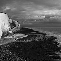 Buy canvas prints of White Cliffs of Dover black and white by Sonny Ryse