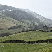 Buy canvas prints of Thwaite in the Yorkshire Dales Swaledale as the snow falls by Sonny Ryse