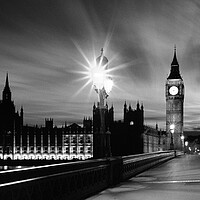 Buy canvas prints of Big ben and the Houses of Parliament and the westminster bridge black and white by Sonny Ryse