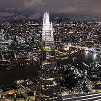 Buy canvas prints of London and the Shard Skyline Aerial at Night by Sonny Ryse