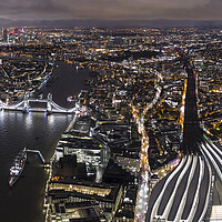 Buy canvas prints of London Skyline at Night Aerial by Sonny Ryse