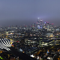 Buy canvas prints of The Shard and the London Skyline at Night by Sonny Ryse
