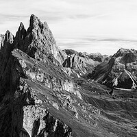 Buy canvas prints of Seceda Mountains Italian Dolomites Black and White by Sonny Ryse